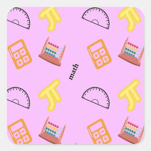 Mathematikmuster auf Rosa Quadratischer Aufkleber (Vorderseite)