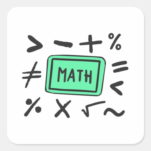 Mathematiksymbole für Studenten und Eltern Quadratischer Aufkleber (Vorderseite)