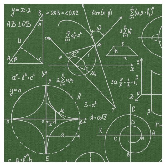 Mathematische Arithmetik formuliert Grün Stoff (Nahaufnahme)