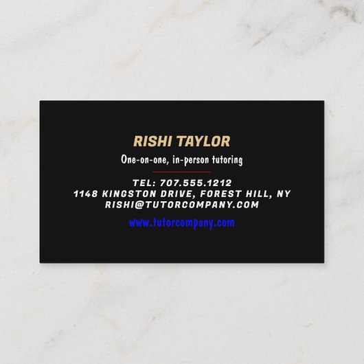 Mathematische Formen, Math Tutor, Lehrer Visitenkarte (Rückseite)