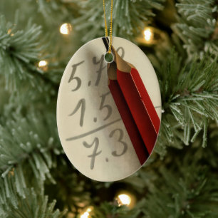 Mathematische Gleichung mit rotem Bleistift, Vinta Keramikornament