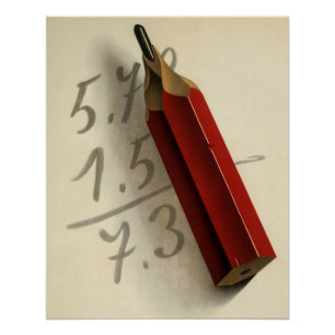 Mathematische Gleichung mit rotem Bleistift, Vinta Poster