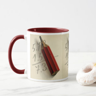 Mathematische Gleichung mit rotem Bleistift, Vinta Tasse