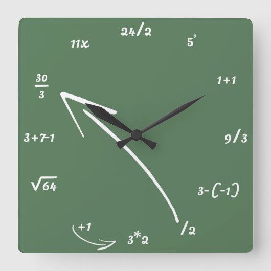 Mathematische Gleichungen Quadratische Wanduhr (Vorderseite)