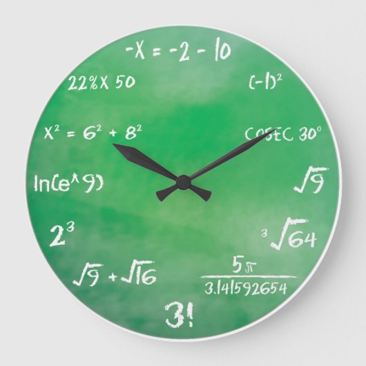 Mathematische Gleichungsquiz für Geeks Große Wanduhr (Vorderseite)