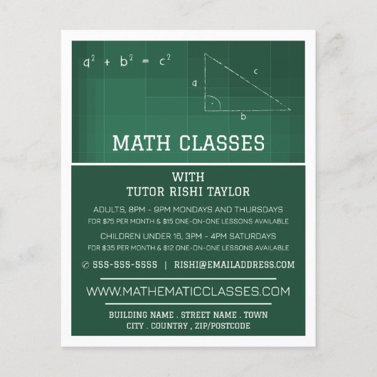Mathematisches Chalkboard, Mathematik-Klassen-Werb Flyer (Vorne)