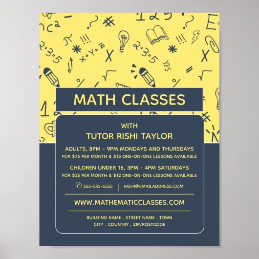 Mathematisches Icon Design, Math Classes Werbung Poster (Vorne)
