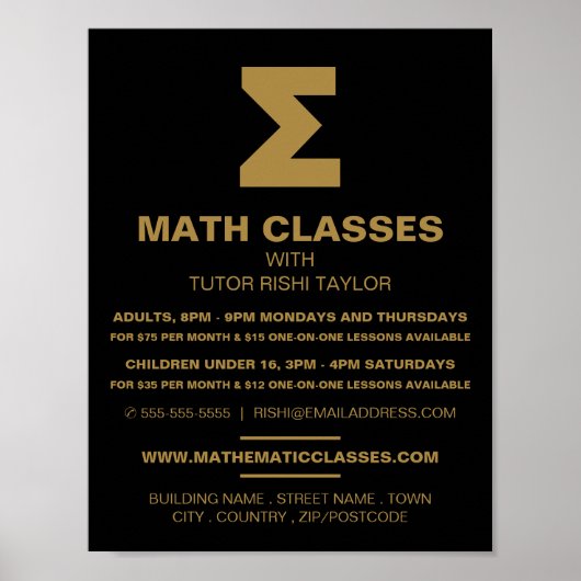 Mathematisches Sigma-Symbol, Math-Klassen-Werbung Poster (Vorne)