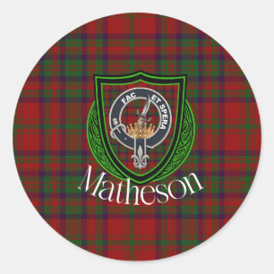 Matheson-Schottischer-Clan-Tartan & -Wappen Runder Aufkleber