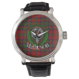 Matheson Scottish Clan Tartan & Crest Armbanduhr