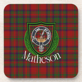 Matheson Scottish Clan Tartan & Crest Getränkeuntersetzer
