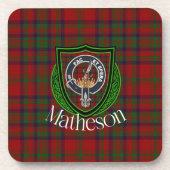 Matheson Scottish Clan Tartan & Crest Getränkeuntersetzer (Vorderseite)