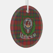 Matheson Scottish Clan Tartan & Crest Ornament Aus Glas (Vorderseite Rechts)