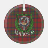 Matheson Scottish Clan Tartan & Crest Ornament Aus Glas (Vorderseite)
