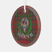 Matheson Scottish Clan Tartan & Crest Ornament Aus Glas (Vorderseite links)