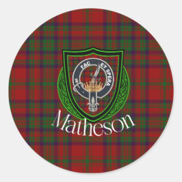 Matheson Scottish Clan Tartan & Crest Runder Aufkleber