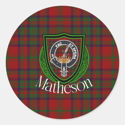 Matheson Scottish Clan Tartan & Crest Runder Aufkleber (Vorderseite)