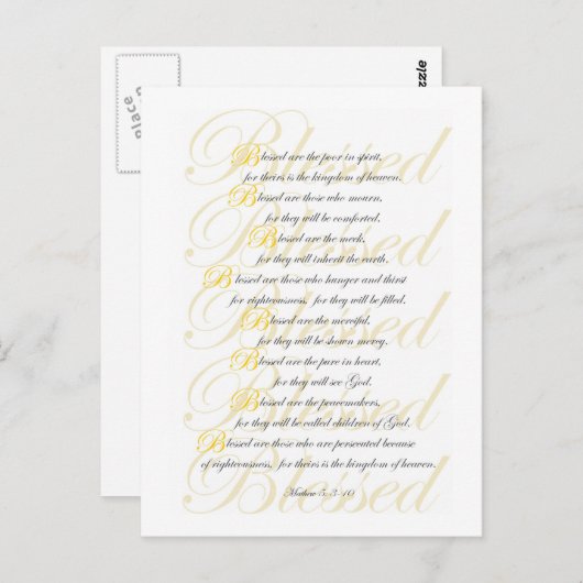 Mathew 5: 3-10 postkarte (Vorne/Hinten)