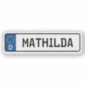 Mathilda German Car License Plate Aufkleber (Vorderseite)