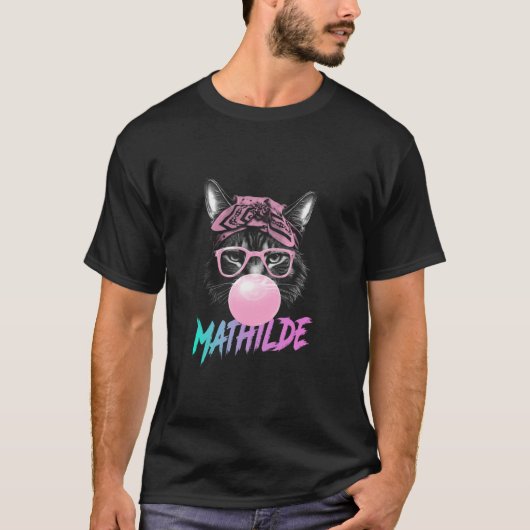 MATHILDE Adorable Mädchenname mit niedlicher Katze T-Shirt (Vorderseite)