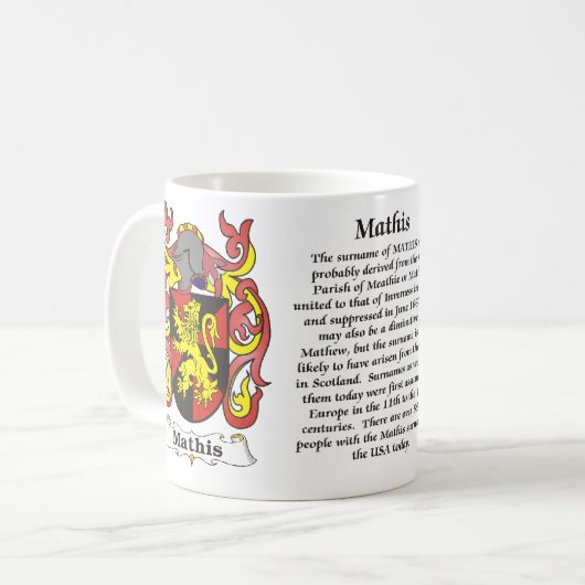 Mathis Familien-Wappen Tasse (Vorderseite Links)