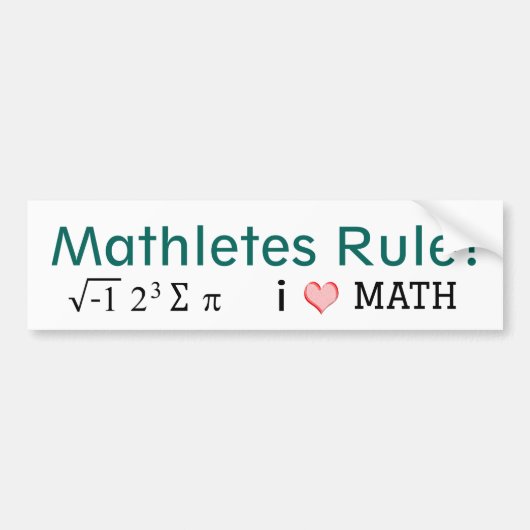 Mathletten Regel I Liebe Mathematik und i 8 Summe Autoaufkleber (Vorne)