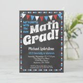 Mathmatics Graduation Party Einladung Red Blue (Stehend Vorderseite)
