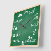Maths Clock with Wooden border Quadratische Wanduhr (Winkel)