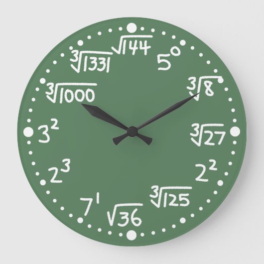 Maths Exponents Square and Cube Roots Wall Clock Große Wanduhr (Vorderseite)
