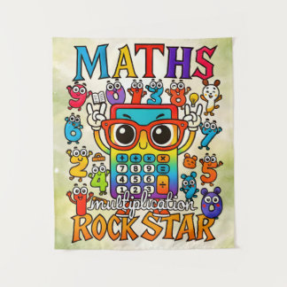 Maths Multiplication Rockstar Cute Poster for Kids Wandteppich