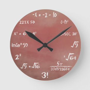 Maths Quiz Clock - Brown Medium Runde Wanduhr