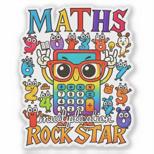 Maths Rock Star Cute Math Sticker for Kids (Vorderseite)