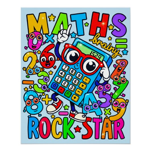 Maths Rock Star Poster for Kids UK Classroom (Vorderseite)