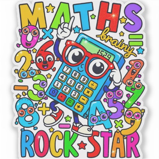 Maths Rock Star Sticker for Kids UK (Vorderseite)