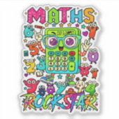 Maths Rockstar Cute Numbers Sticker for Kids (Vorderseite)
