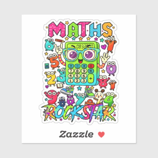 Maths Rockstar Cute Numbers Sticker for Kids (Blatt)