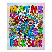 Maths Rockstar Fun Numbers Sticker for Kids Poster (Vorderseite)