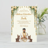 Matikoor Haldi-Hochzeitsgrooms Einladung (Stehend Vorderseite)