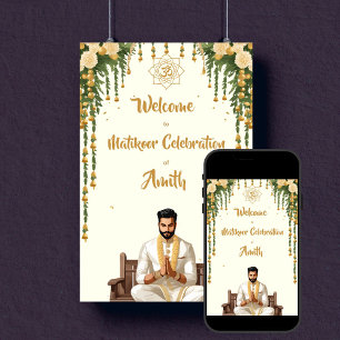 Matikoor Haldi indische Hochzeitsgrotten Begrüßung Poster