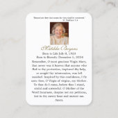 MATILDA FUNERAL PRAYER CARDS VISITENKARTE (Rückseite)