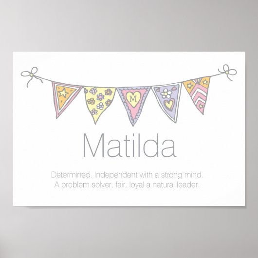 Matilda Mädchen Name und Bedeutung Bbuntposter Poster (Vorne)