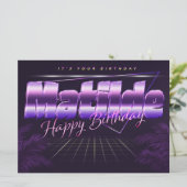Matilde Name Vorname lila retro Karte Geburtstag (Stehend Vorderseite)