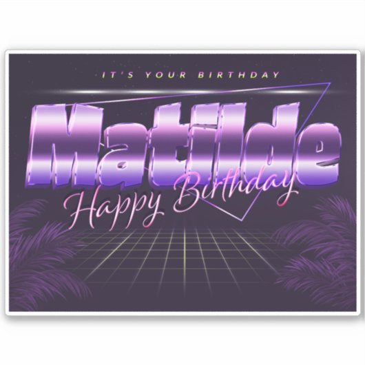 Matilde Name Vorname lila retro Sticker Geburtstag (Vorderseite)