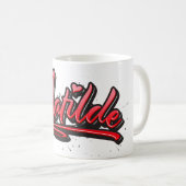 Matilde red Heart Graffiti Tasse Kaffeetasse (VorderseiteRechts)