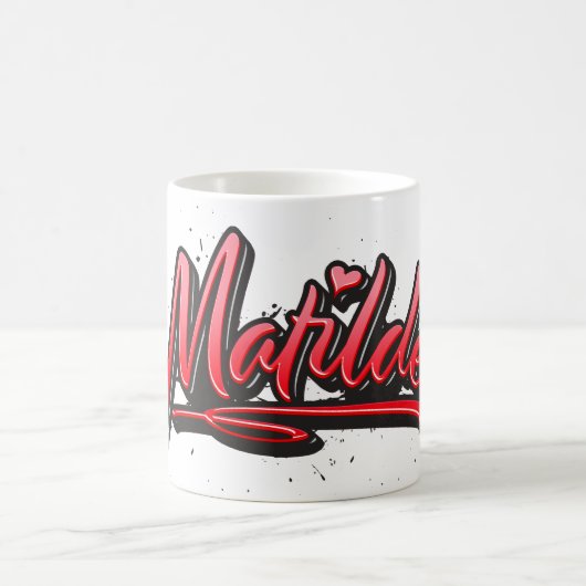 Matilde red Heart Graffiti Tasse Kaffeetasse (Mittel)