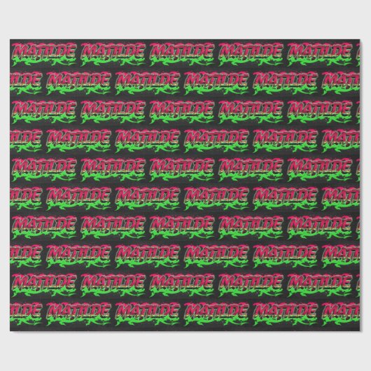Matilde Vorname Name Graffiti red green Geschenkpapier (Flach)