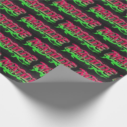 Matilde Vorname Name Graffiti red green Geschenkpapier (Ecke)