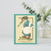 MATINEE GIRL BIRTHDAY ART DECO POSTKARTE (Stehend Vorderseite)