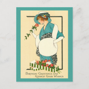 MATINEE GIRL GEBURTSTAG ART DECO POSTKARTE