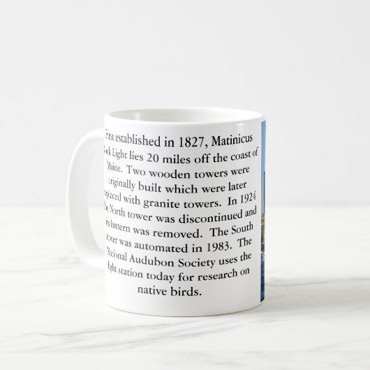 Matinicus Felsen-Licht, Maine-Tasse Kaffeetasse (Vorderseite Links)